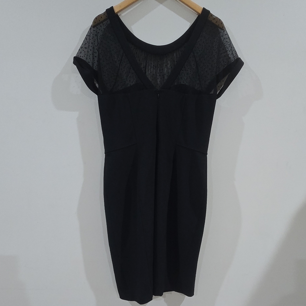 White House Black Market black mesh polka dot sheath dress cap sleeve 14 - Picture 4 of 7